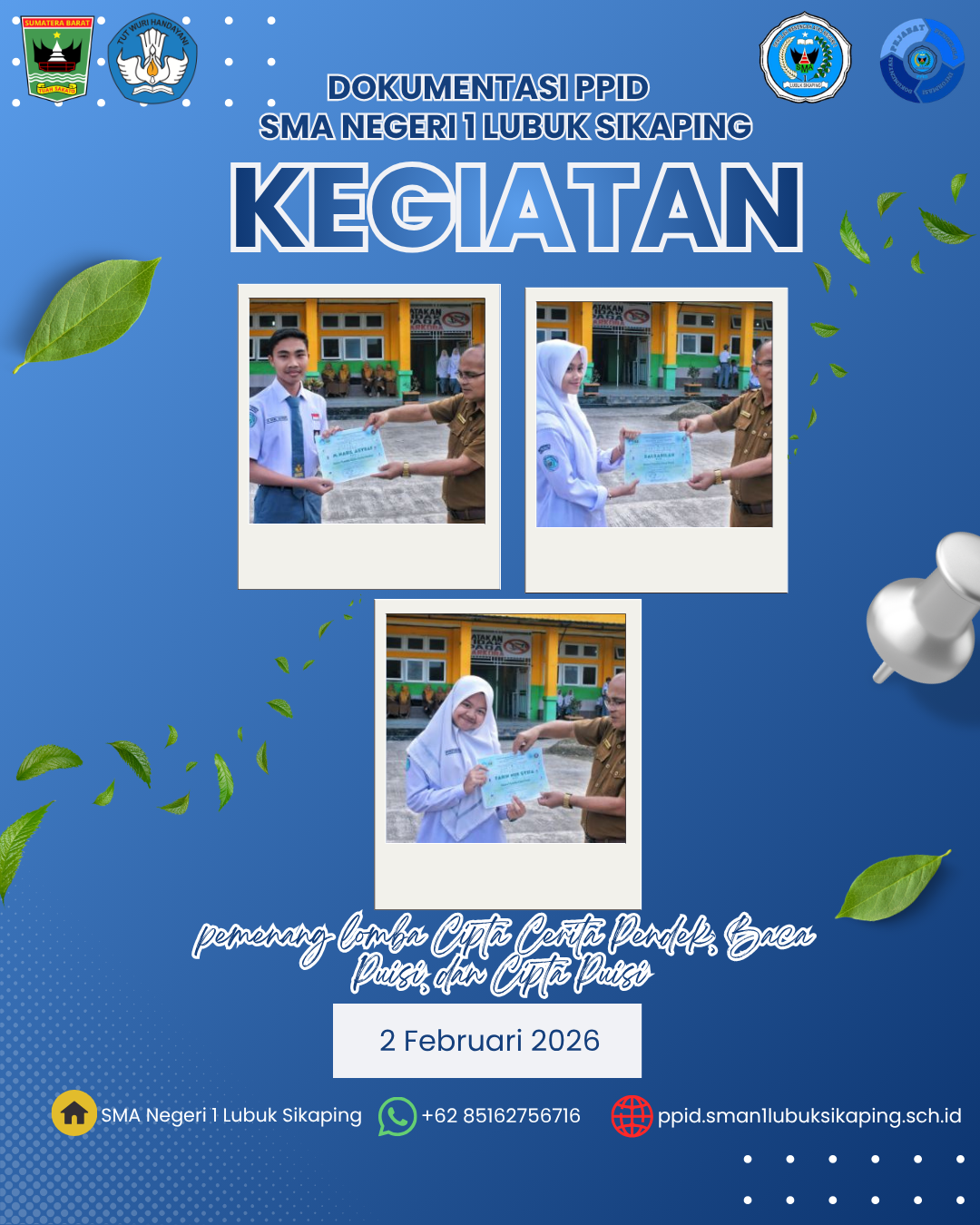 Apresiasi Prestasi Siswa dalam Rangka Pentas Seni Sekolah.